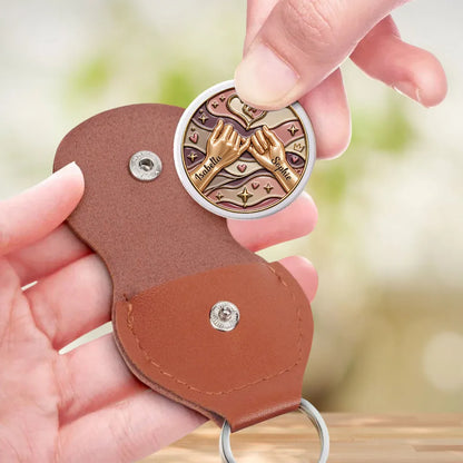 Personalized Pocket Hug with Pinky Promise Hands, Pink & Gold Unique Friendship Gift