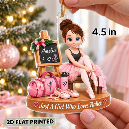 Personalized Acrylic Ornament, Seated Pink Ballerina Christmas Decor, Unique Gift for Daughter or Granddaughter