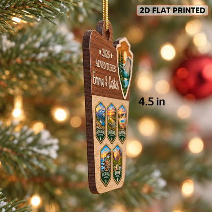 Wooden Ornament, Personalized Scenic Park Memories, Creative Christmas Gift for Adventure-Loving Couples
