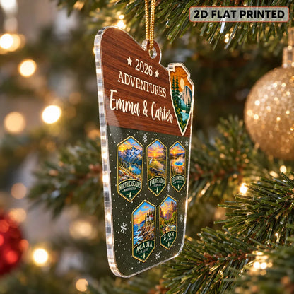 Personalized Acrylic Ornament, Couple's Travel Memories in Rich Sunset Colors, Creative Christmas Gift