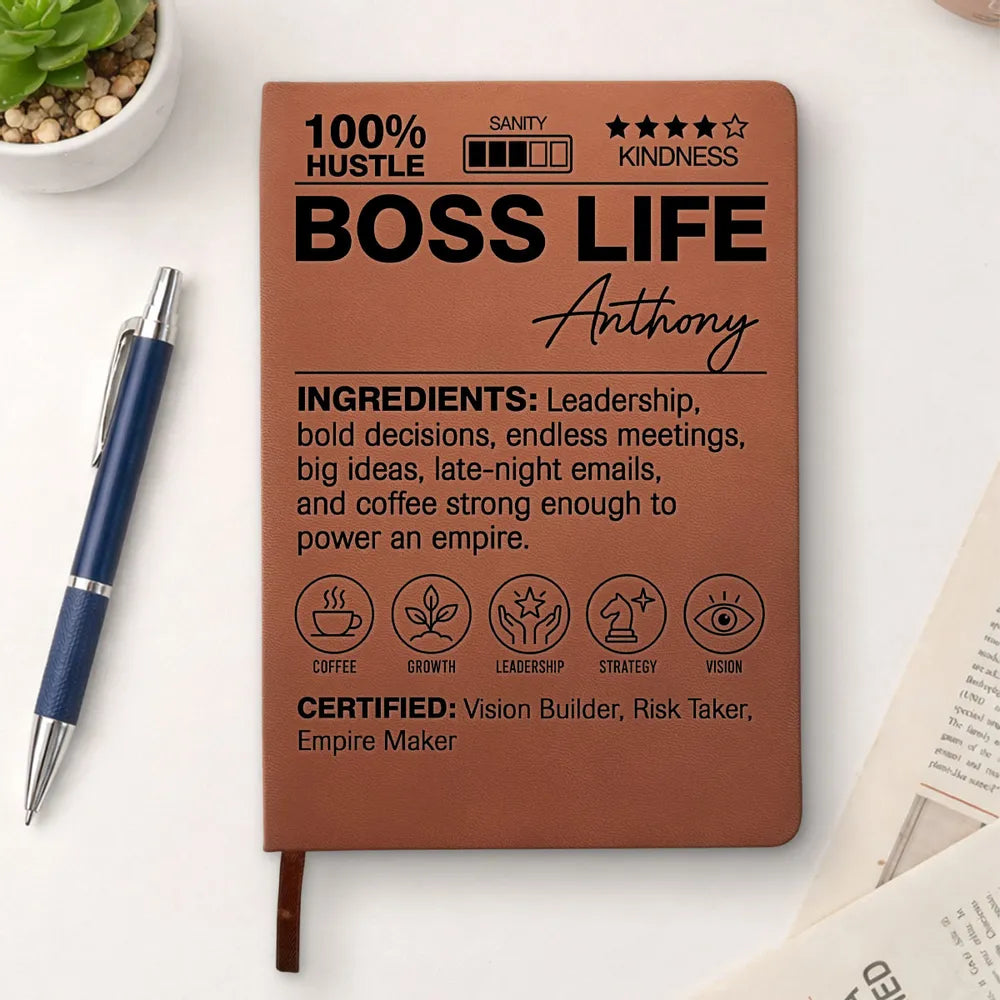 Personalized Leather Journal, Funny Definition Design Held at a Work Desk, Unique Creative Gift for Boss or Coworker