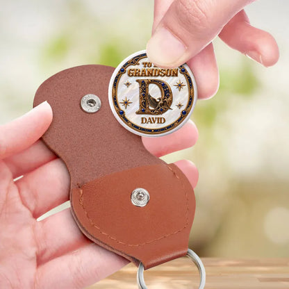 Personalized Pocket Hug with Ornate Initial and Encouraging Message, Unique Keepsake Gift for Grandson