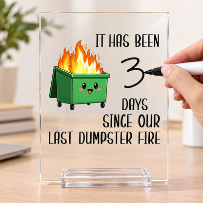 Personalized Acrylic Plaque, Green Cartoon Dumpster Fire Desk Decor, Unique Gift for Coworkers