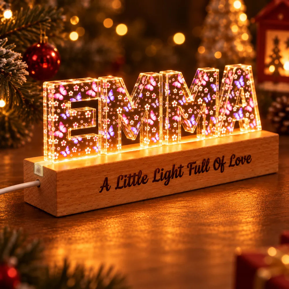 Personalized Block LED Light Plaque, Warm Glow for a Cozy Bedroom, Unique Gift for Kids and Family