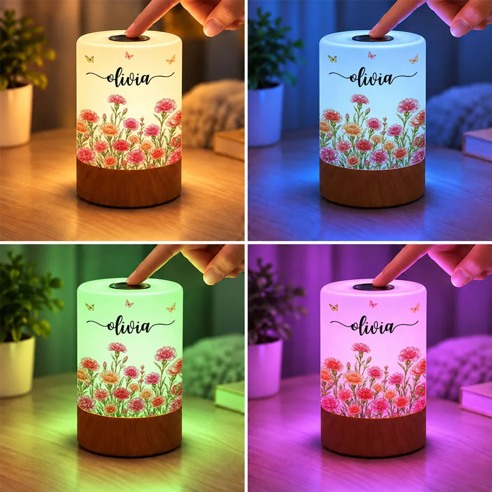 Dimmable Touch Table Lamp, Personalized Wildflower Glow for a Cozy Bedroom, Creative Gift for Her