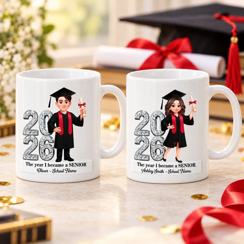 Personalized Acrylic Fridge Magnet, Cartoon Graduate Holding Diploma, Unique Gift for High School Senior