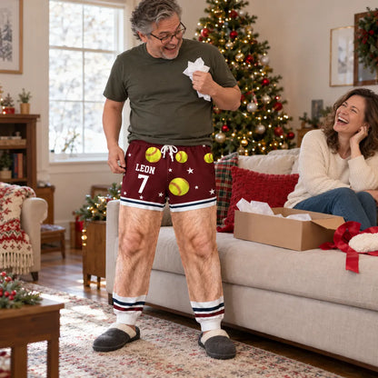 Personalized Men's Sweatpants, Funny Football and Hairy Leg Illusion, Unique Gift for Sports Fans