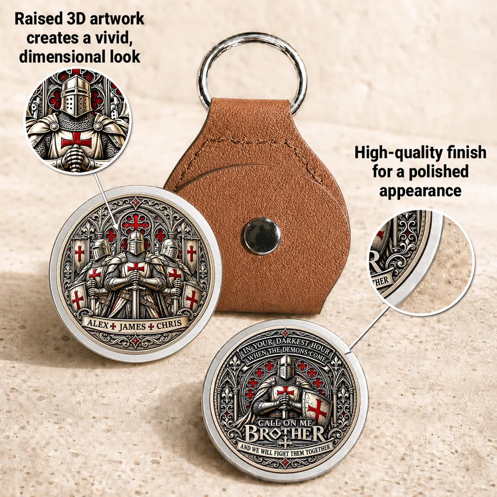 Personalized Pocket Hug with Medieval Knights Standing Together, Unique Keepsake Gift for Brother