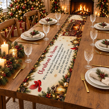 Personalized Table Runner, Warm Vintage Empty Chairs by Fireplace, Creative Remembrance Gift for Family