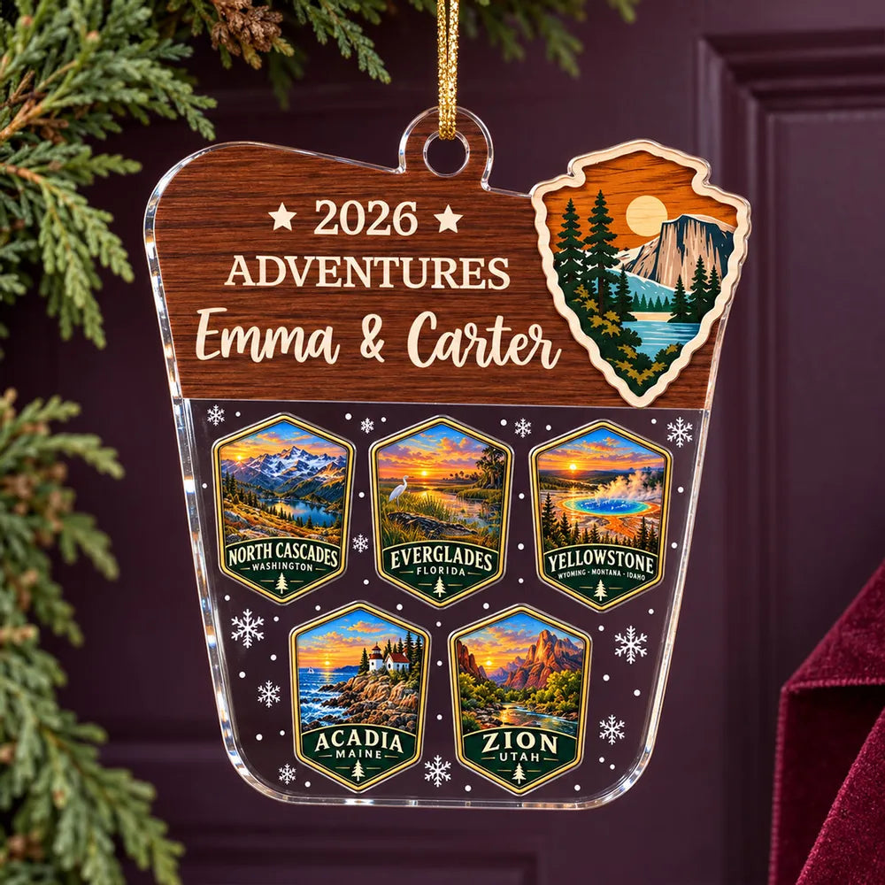 Personalized Acrylic Ornament, Couple's Travel Memories in Rich Sunset Colors, Creative Christmas Gift