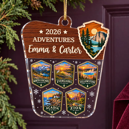 Personalized Acrylic Ornament, Couple's Travel Memories in Rich Sunset Colors, Creative Christmas Gift