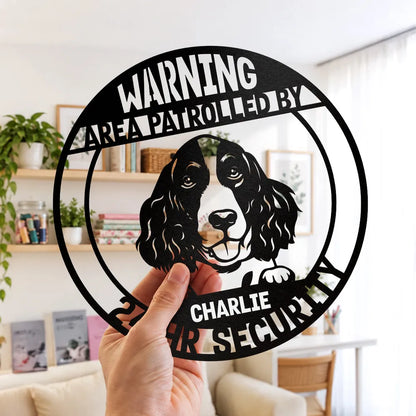 Personalized Shaped Metal Sign with Guard Dog Portrait, Monochrome Entry Decor, Unique Gift for Dog Lovers