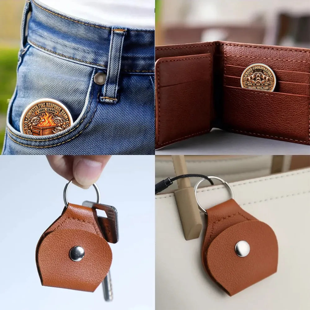 Personalized 3D Printed Pocket Hug, Raccoons Managing a Dumpster Fire, Unique Coworker Gift