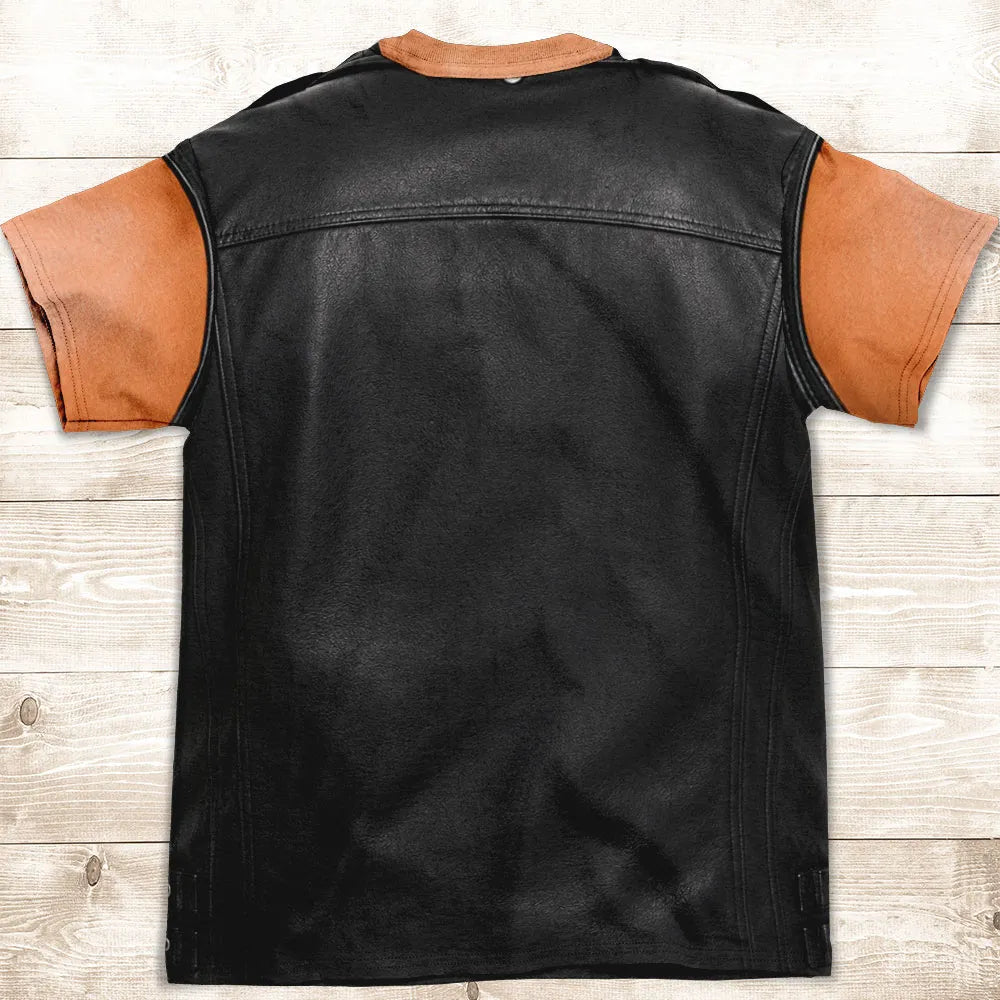 Personalized Printed Classic Tee, Biker Vest & Faux Muscle Graphic, Unique Gift for Motorcyclists