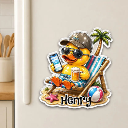 Personalized Cute Duck Acrylic Magnet, Surfing & Sailor Cartoon, Unique Creative Gift for Duck Fans