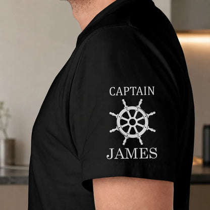 Dual Print Classic Tee with Funny Captain Quote, Creative Gift for Boat Lovers at the Helm