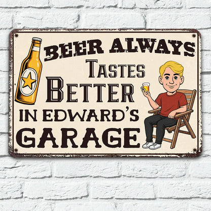 Personalized Rectangular Iron Sign, Cartoon Beer Garage Decor, Unique Gift for Dad & Beer Lover
