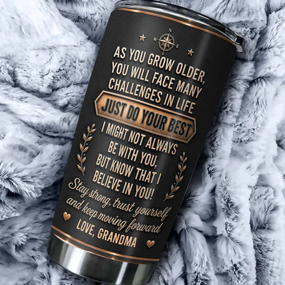 Insulated Travel Tumbler with Love You Quote, Black & Copper Granddaughter Design, Creative Gift for Her
