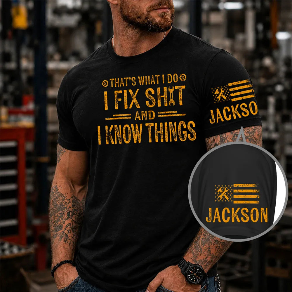 Personalized Dual Print Classic Tee, Custom Fix It Humor Shirt, Unique Creative Gift for Dad or Husband