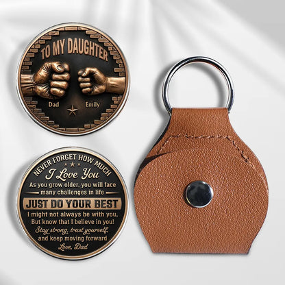 Personalized Pocket Hug for Daughter, Fist Bump Keepsake, Unique Gift from Dad