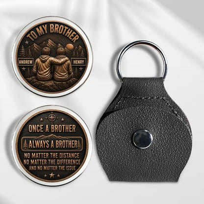 Personalized Brother Pocket Hug with Arm in Arm Mountain Scene, Unique Gift for Brother