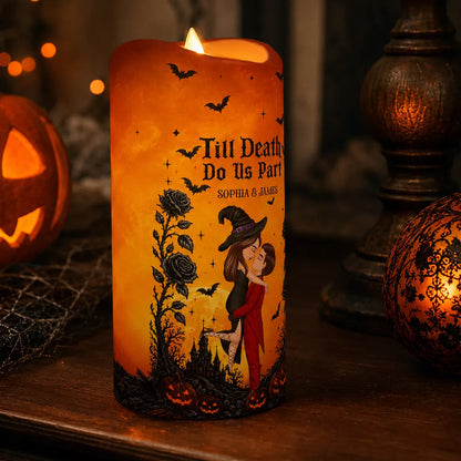 Personalized Flameless LED Candle With Kissing Couple, Halloween Decor, Unique Gift for Couple