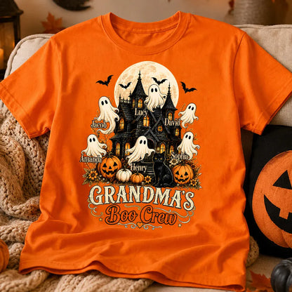 Personalized Grandma's Boo Crew Classic Tee, Haunted House Ghosts, Unique Gift for Grandma