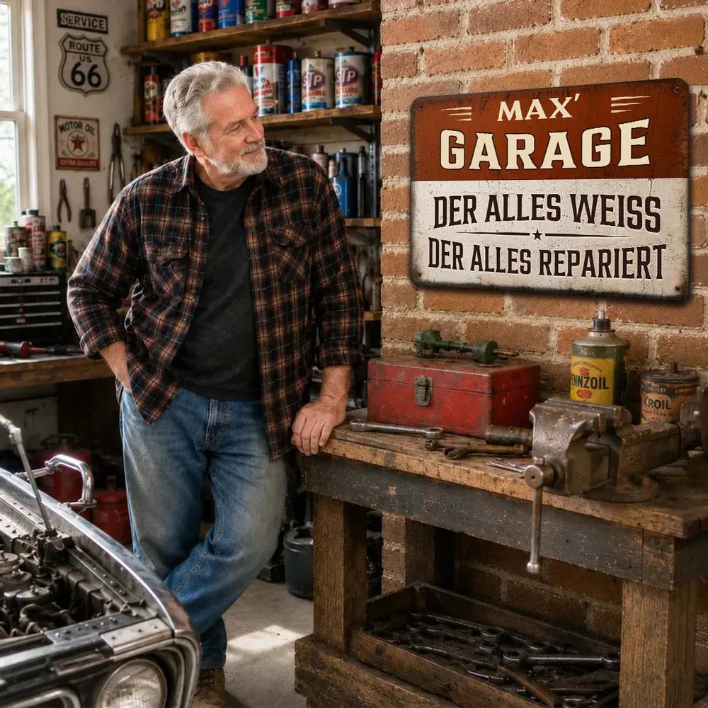 Personalized Rectangular Iron Sign for Garage - Vintage Decor, Unique Creative Gift for Dad or Handyman