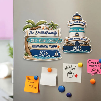 Personalized Acrylic Magnet, Beach Vacation Family Sign with Coastal Style, Unique Gift for Family