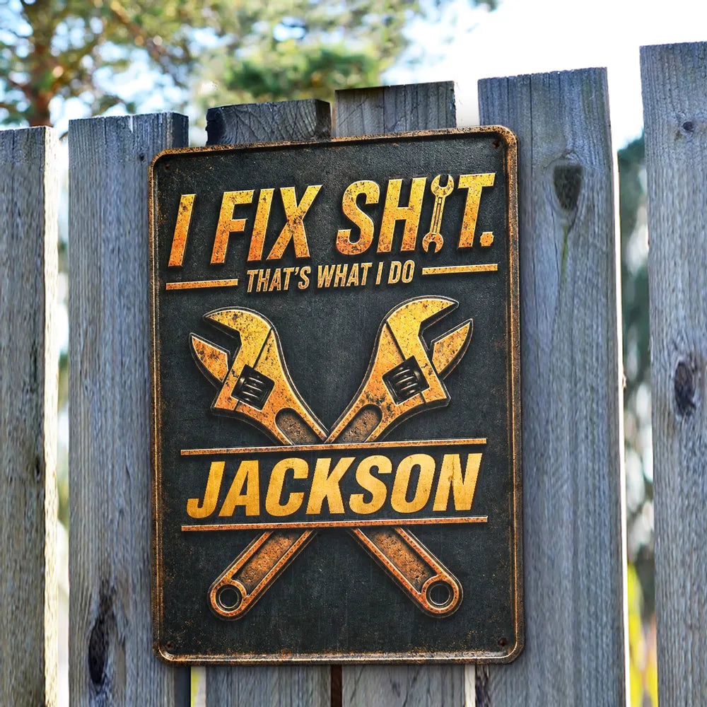 Personalized Rectangular Iron Sign, Fixer Of Things Garage Decor, Unique Creative Gift For Handyman