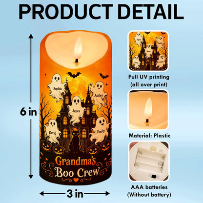 Personalized Flameless LED Candle, Grandma's Boo Crew Haunted House, Unique Creative Gift for Grandma