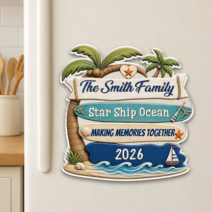 Personalized Acrylic Magnet, Beach Vacation Family Sign with Coastal Style, Unique Gift for Family