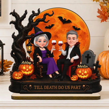 2-Layer Wooden Plaque With Till Death Do Us Part Couple, Personalized Unique Gift For Him & Her