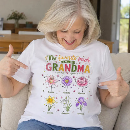 Personalized Classic Tee With Grandma Quote & Birth Month Flowers, Unique Creative Gift For Grandma