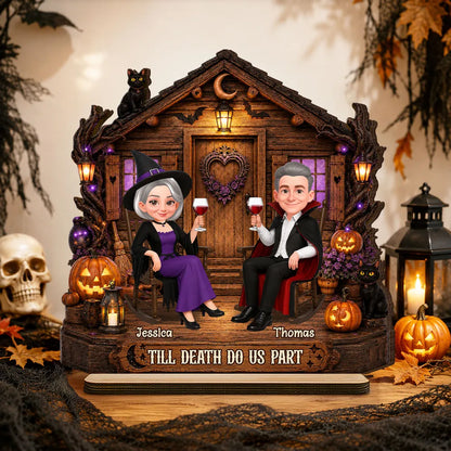 Personalized 2-Layer Wooden Plaque, Haunted Cabin Couple Halloween Decor, Unique Gift for Couples