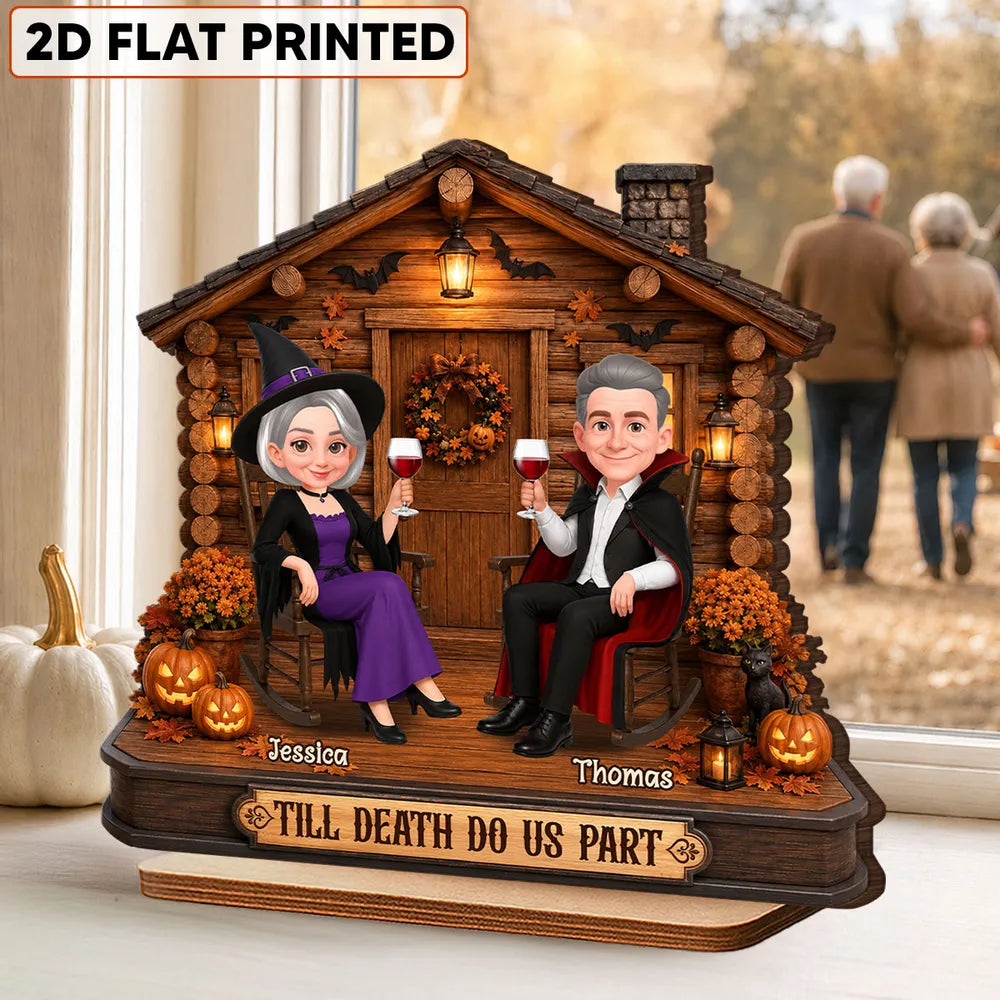 Personalized 2-Layer Wooden Plaque, Haunted Cabin Couple Halloween Decor, Unique Gift for Couples