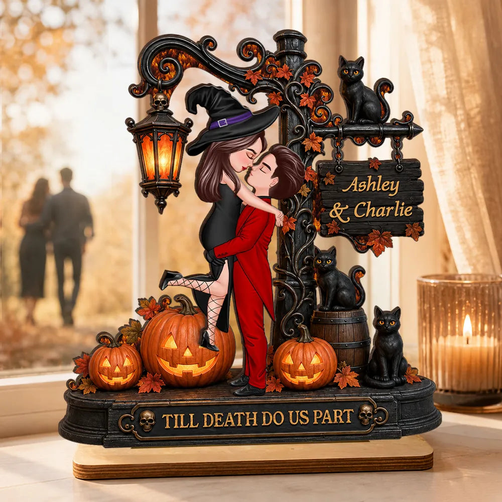 Till Death Do Us Part 2-Layer Wooden Plaque, Gothic Couple Keepsake, Creative Gift for Partners