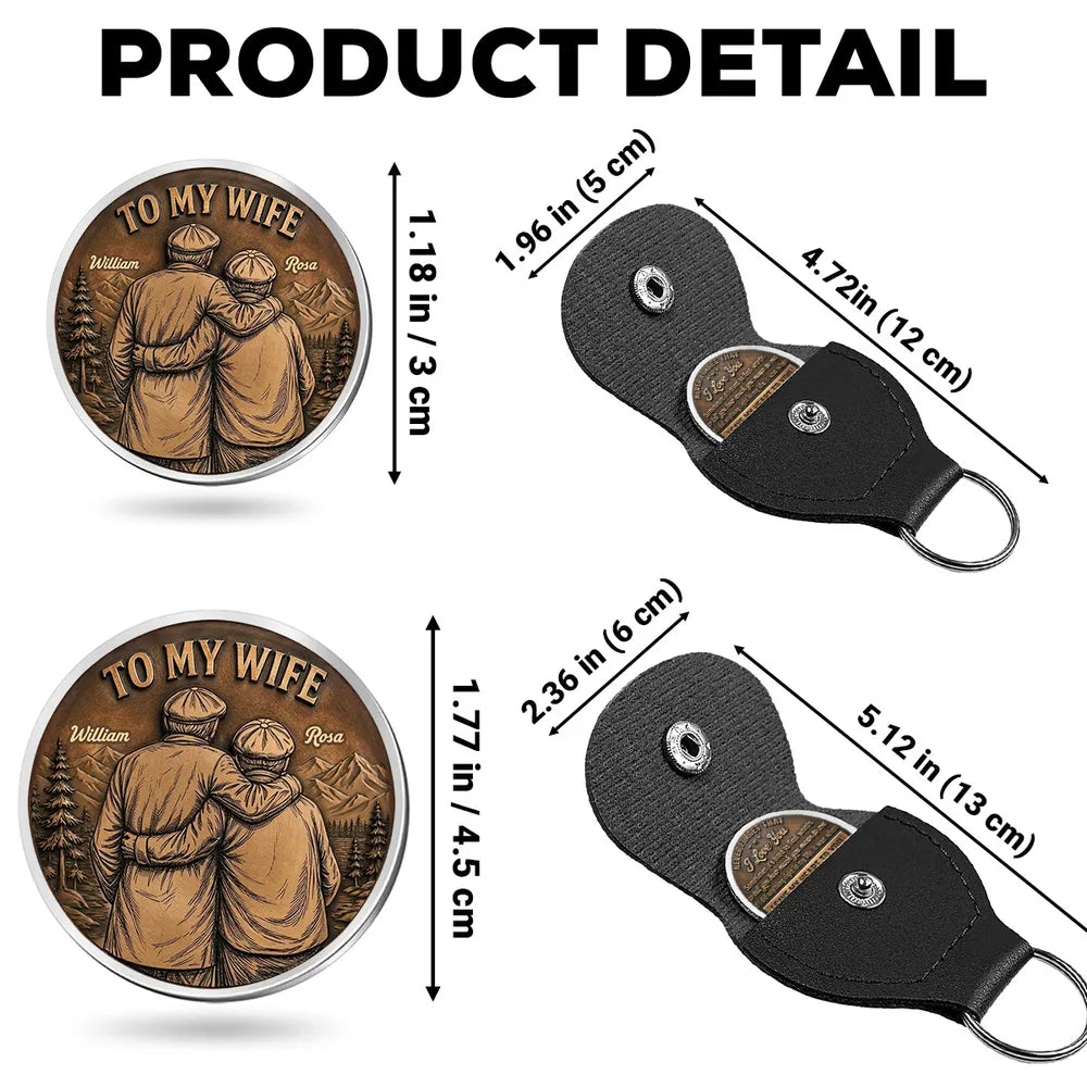 Personalized Pocket Hug for Wife, Retro Embracing Couple Love Token, Unique Romantic Gift