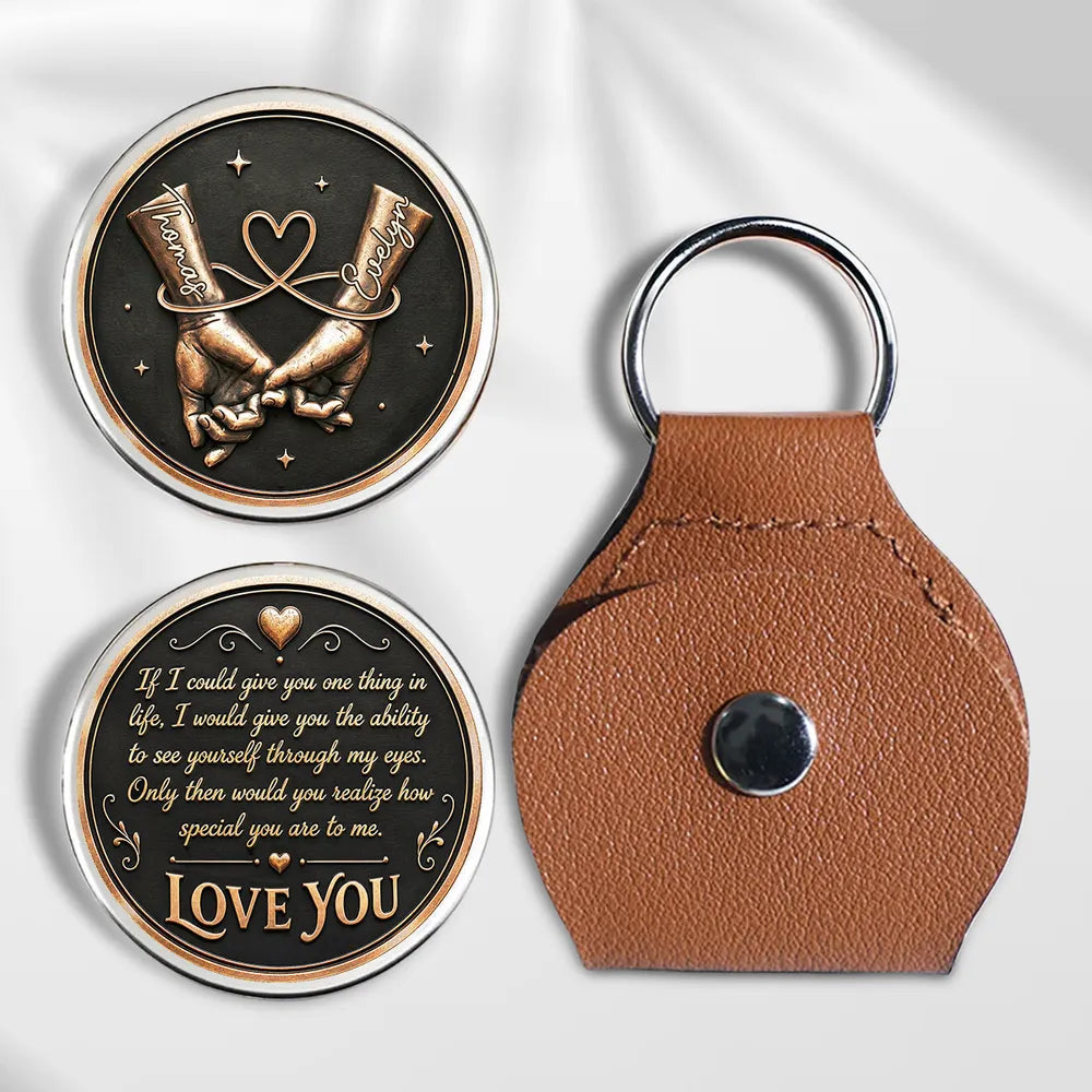 Personalized Pocket Hug with Linked Hands & Heart, Unique Gift for Partner, Everyday Keepsake