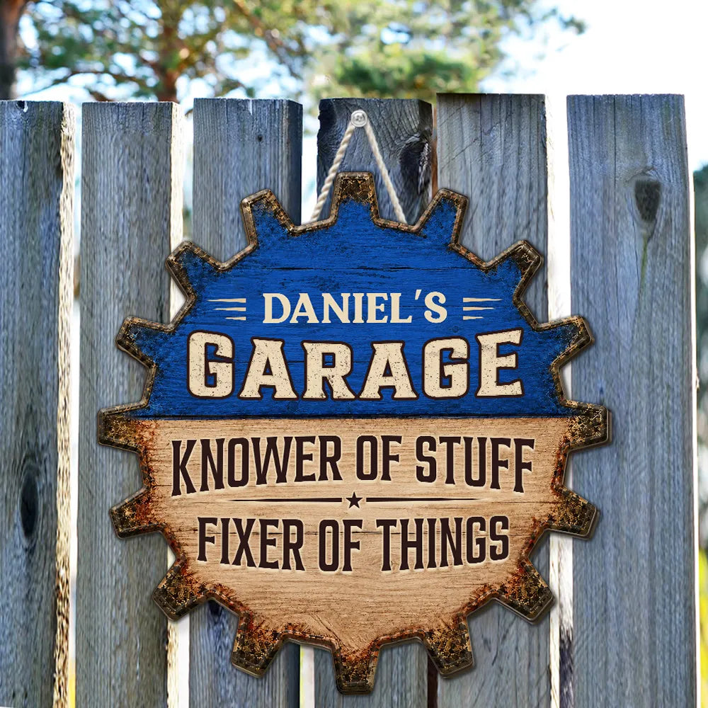Rustic Gear Wooden Sign, Personalized Garage Decor with Fixer Quote, Creative Gift for Husband