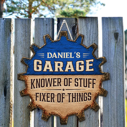 Rustic Gear Wooden Sign, Personalized Garage Decor with Fixer Quote, Creative Gift for Husband