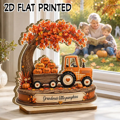 Personalized 2-Layer Wooden Plaque with Grandma's Little Pumpkins, Unique Fall Gift for Grandma