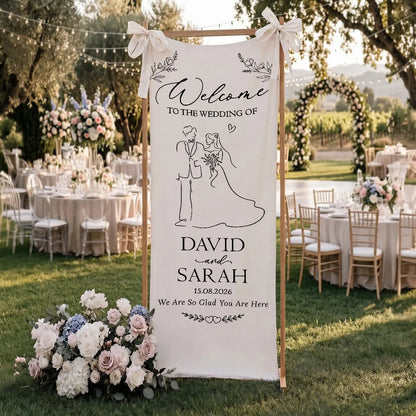 Personalized Welcome Banner, Custom Wedding Sign for Couple, Garden Ceremony Unique Gift
