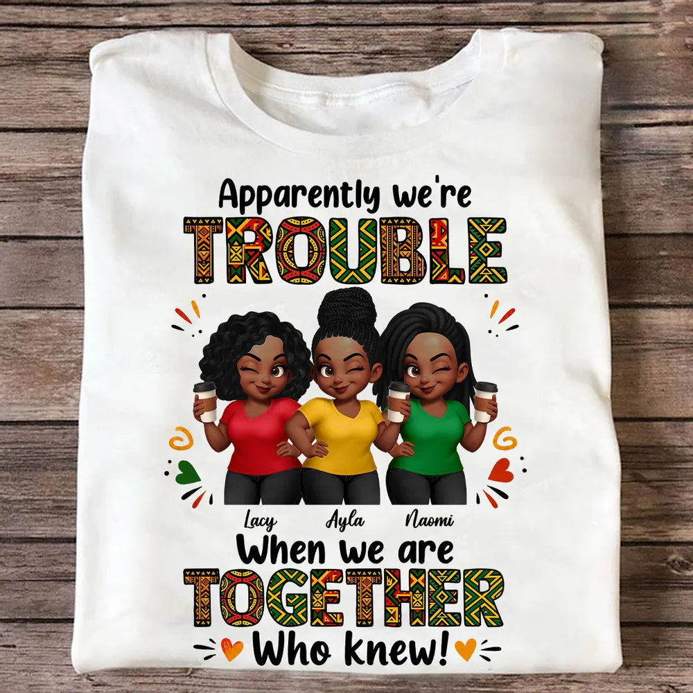 Personalized Classic Tee With Winking Friends & Tribal Lettering, Unique Gift For Close Friends