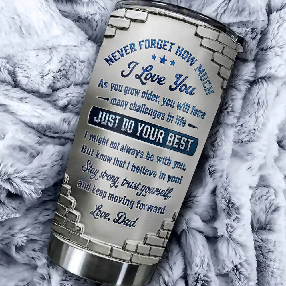 Personalized Insulated Travel Tumbler for Daughter, Dad's Encouraging Unique Gift with Fist Bump Art