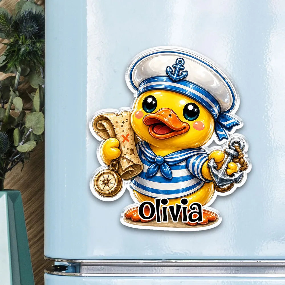 Personalized Cute Duck Acrylic Magnet, Surfing & Sailor Cartoon, Unique Creative Gift for Duck Fans