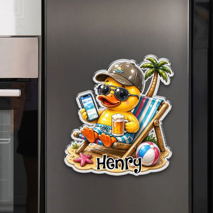 Personalized Cute Duck Acrylic Magnet, Surfing & Sailor Cartoon, Unique Creative Gift for Duck Fans
