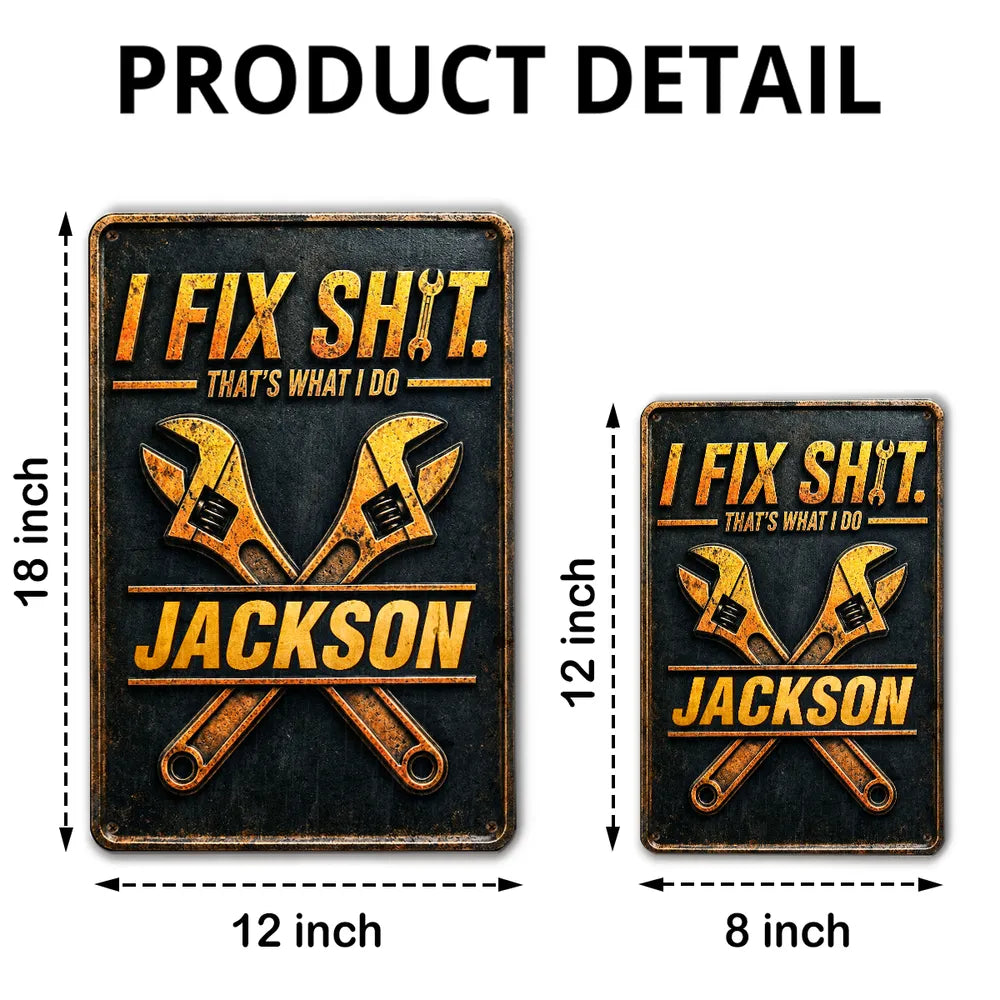 Personalized Rectangular Iron Sign, Fixer Of Things Garage Decor, Unique Creative Gift For Handyman