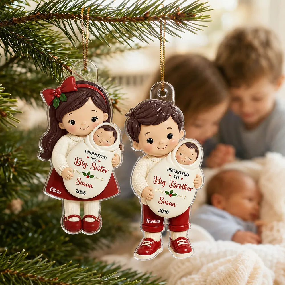 Promoted to Big Sibling Acrylic Ornament, New Baby Keepsake Creative Gift for Son or Daughter