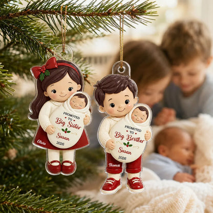 Promoted to Big Sibling Acrylic Ornament, New Baby Keepsake Creative Gift for Son or Daughter